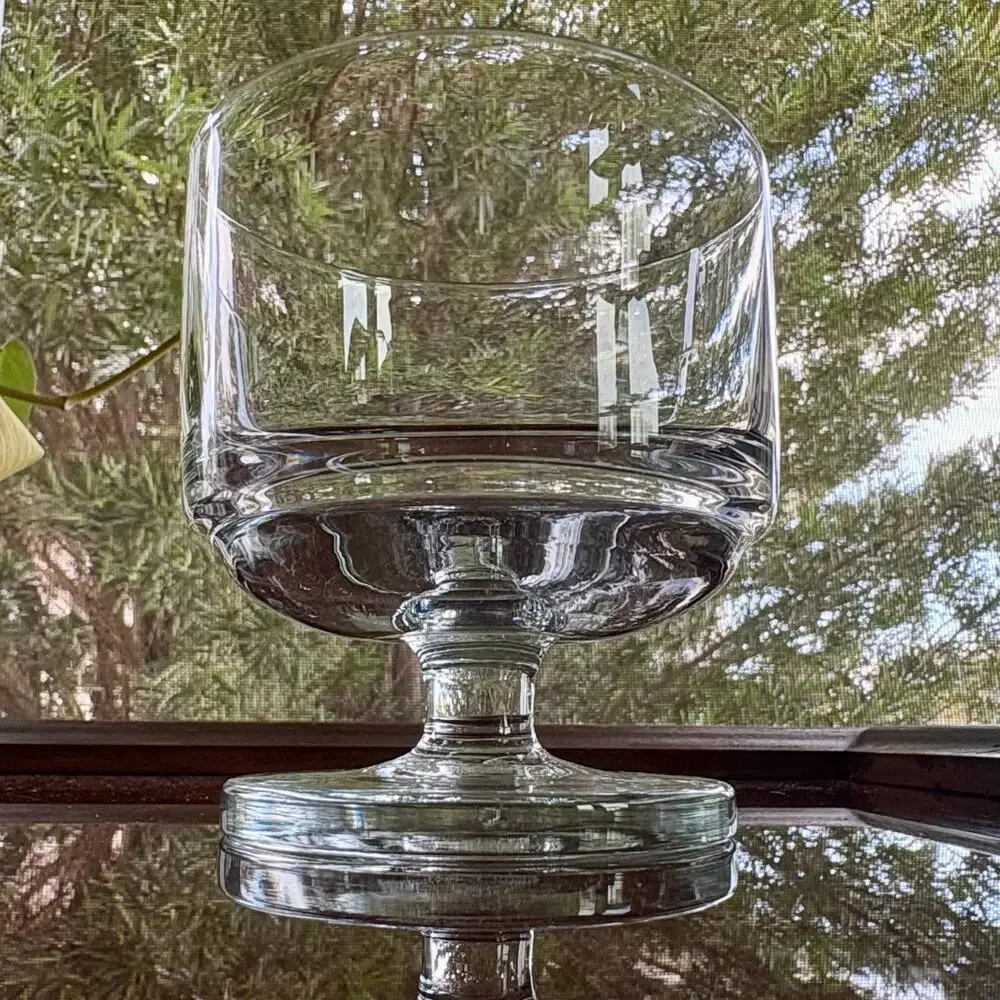 Vintage Footed Stub Glasses Heavy Base Clear MCM Set of 2